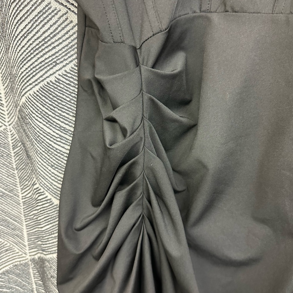 Thigh High Slit Tie Shoulder Ruched Draped Bustier Corsetstyle Vegas Dress <270> - Picture 10 of 10